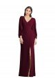 Sydney Long Puff Sleeve V-Neck Trumpet Bridesmaid Maxi Dress