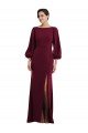 Sydney Bishop Sleeve Open Back Trumpet Formal Crepe Bridesmaid Dress / Prom Dress with Scarf Tie