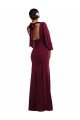 Sydney Bishop Sleeve Open Back Trumpet Formal Crepe Bridesmaid Dress / Prom Dress with Scarf Tie