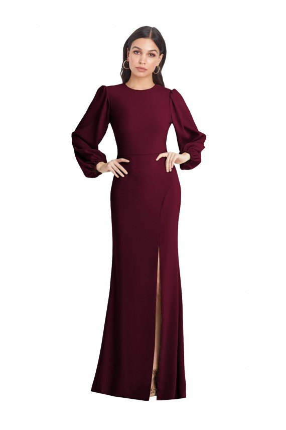 Sydney Puff Sleeves Long Maxi Briddesmaid Dress with Cutout Tie Back
