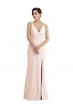 Sydney Skinny Strap Deep V-Neck Trumpet Formal Crepe Bridesmaid Dress / Prom Dress with Front Slit