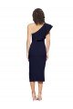 Sydney Ruched Midi Length Short Cocktail Formal Crepe Bridesmaid Dress / Prom Dress with Shoulder Ruffles