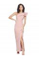 Sydney Full Length One Shoulder Formal Crepe Bridesmaid Dress / Prom Dress with Side Leg Split