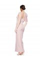 Sydney One Shoulder Tulle Overlay Sweetheart Neckline Long Formal Crepe Bridesmaid Drss with Thigh Split