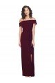 Sydney Fitted Full Length Off the Shoulder Formal Crepe Bridesmaid Dress / Prom Dress with Side Split and Waist Tie