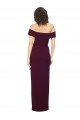 Sydney Fitted Full Length Off the Shoulder Formal Crepe Bridesmaid Dress / Prom Dress with Side Split and Waist Tie