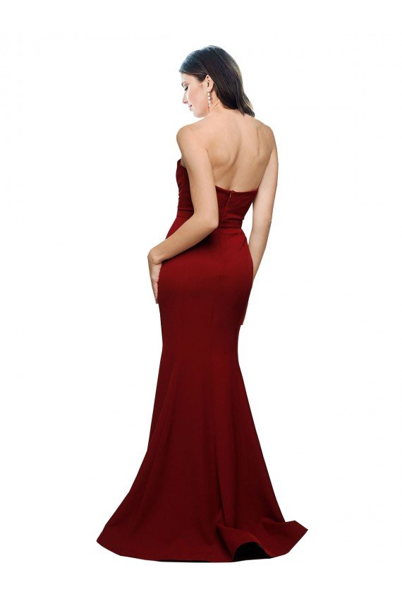 Sydney Long Full Length Sweetheart Slim Formal Crepe Bridesmaid Dress / Prom Dress with Strapless Bodice