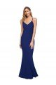 Sydney Full Length V-Neckline Formal Crepe Bridesmaid Dress / Prom Dress with Thin Straps and Fulted Skirt