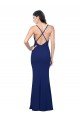 Sydney Full Length V-Neckline Formal Crepe Bridesmaid Dress / Prom Dress with Thin Straps and Fulted Skirt