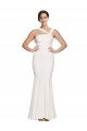 Sydney Full Length Square Neck Formal Crepe Bridesmaid Dress / Prom Dress with Asymmetrical Straps and Bow Back