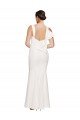 Sydney Full Length Square Neck Formal Crepe Bridesmaid Dress / Prom Dress with Asymmetrical Straps and Bow Back
