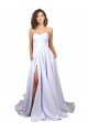 Sydney Simple Sweetheart A-Line Long Crepe Beach Wedding Dress with Front Slit