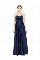 Sydney Floor Length Sweetheart Neckline Formal Stretch Satin Bridesmaid Dress with Belt