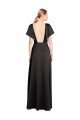 Cap Sleeves Open Back Long Formal Stretch Satin Bridesmaid Dress / Prom Dress