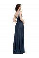 Sydney Square Neck A-Line Long Formal Stretch Satin Bridesmaid Dress / Prom Dress with Wide Straps