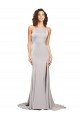 Sydney High Neck Low Back Long Full Length Formal Stretch Satin Bridesmaid Dress / Prom Dress