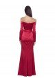 Sydney Long Sleeves Off the Shoulder Formal Stretch Satin Bridesmaid Dress / Prom Dress with High Side Split