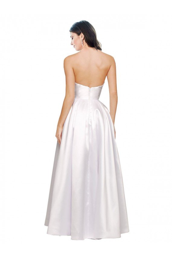 Sydney Full Length Strapless V-Cutout Formal Stretch Satin Bridesmaid Dress / Prom Dress