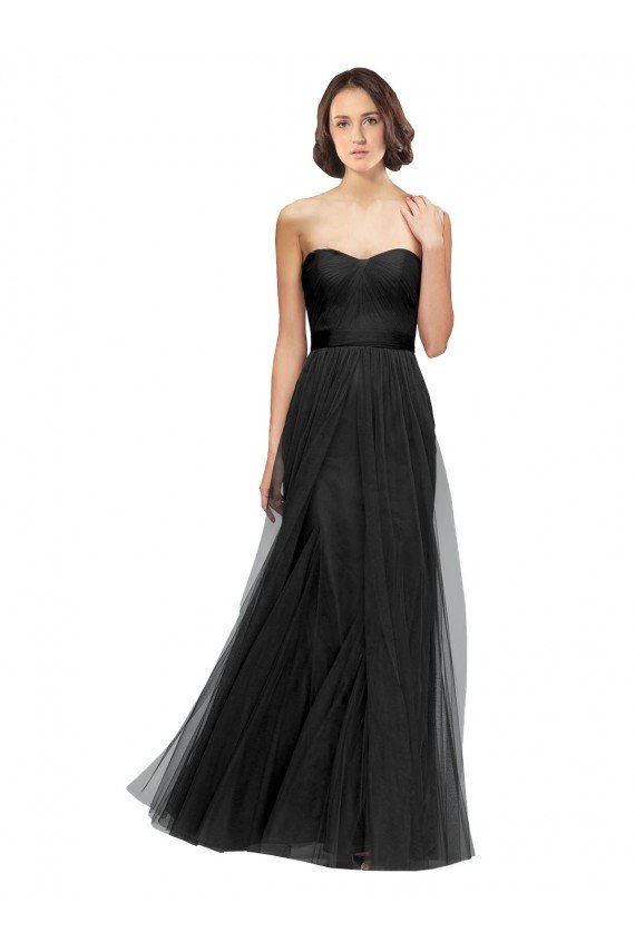 Sydney Long Tulle Bridesmaid Dress with Sweetheart Neckline and Belt