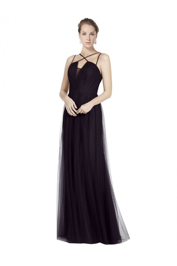 Sydney High Neck Long A-Line Tulle Bridesmaid Dress