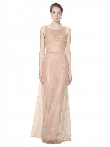 Sydney Long Tulle Bridesmaid Dress with Illusion Neck