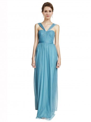 Sydney Floor Length Inverted V-Neck Tulle Bridesmaids Dress