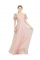 Sydney Long V-Neck Flutter Sleeves Tulle Bridesmaid Dress
