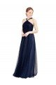 Sydney Floor Length Long Halter Pleated Tulle Bridesmaid Dress
