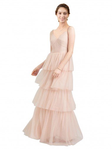 Sydney V-Neck A-Line Layered Long Tulle Bridesmaid Dress