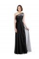 Sydney Ruched Long Soft Tulle Bridesmaid Dress with Sheer Netting Shoulder Strap