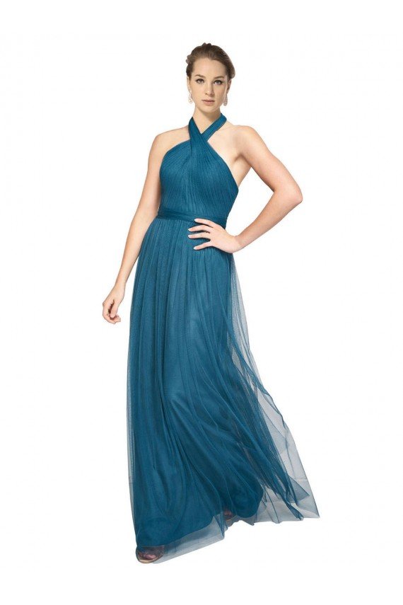 Sydney High Neck Halter Pleated A-Line Tulle Bridesmaid Dress