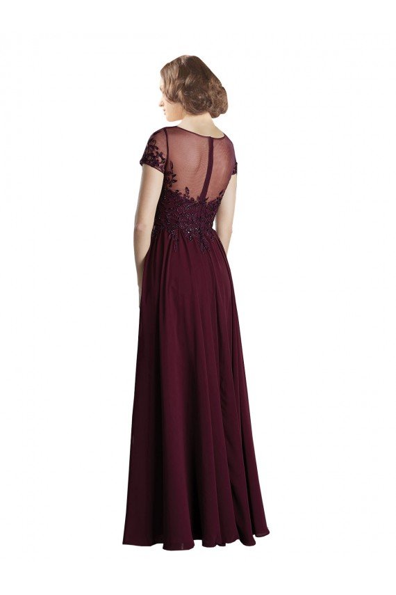 Sydney Full Length Beaded and Embroidered Tulle Bodice Long Chiffon Bridesmaid Dress