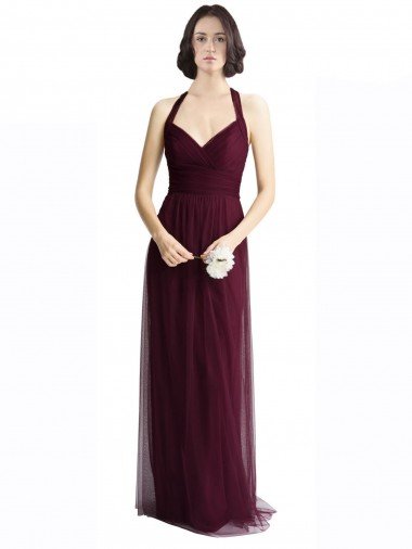 Sydney Long Tulle Bridesmaid Dress with Criss-Cross Bodice and Self Straps
