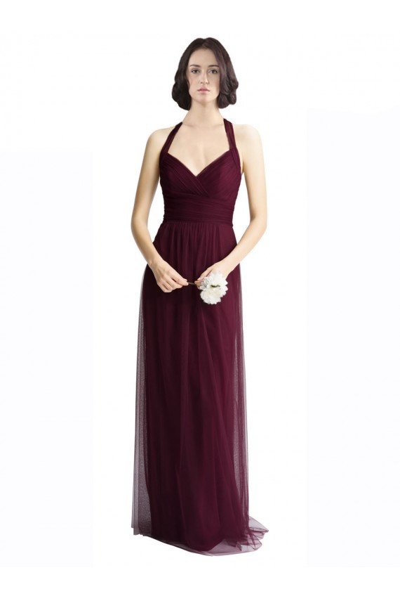 Sydney Long Tulle Bridesmaid Dress with Criss-Cross Bodice and Self Straps