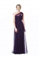 Sydney One Shoulder Long Tulle Bridesmaid Gown with Sheer Netting Strap