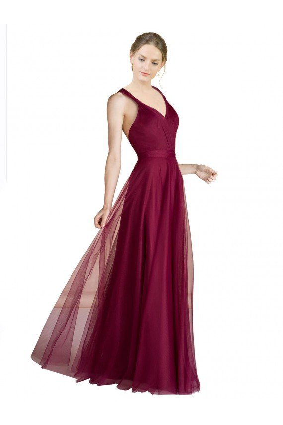 Sydney Long Sweetheart Tulle Bridesmaid Dress with Straps and Criss Cross Back