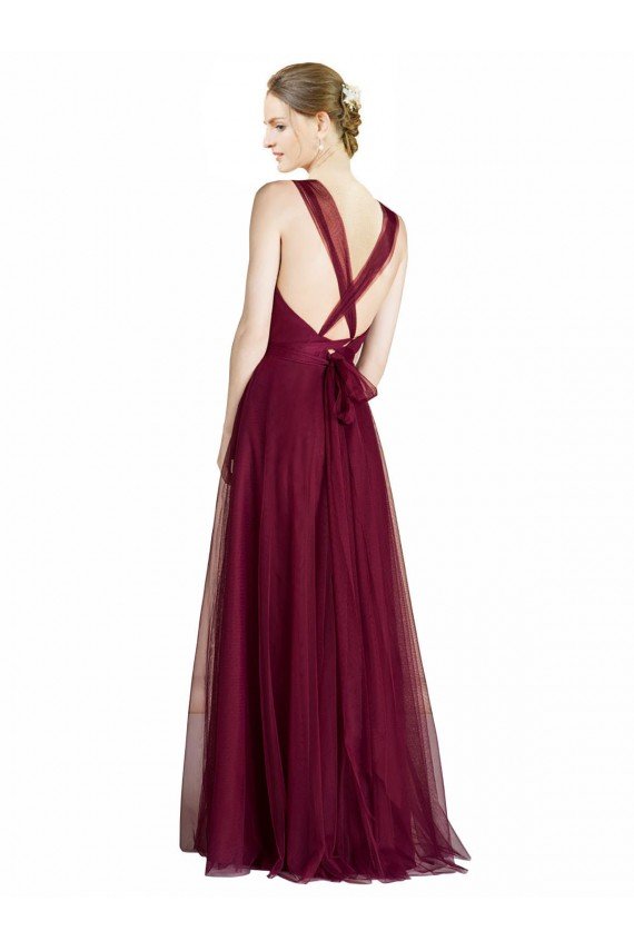 Sydney Long Sweetheart Tulle Bridesmaid Dress with Straps and Criss Cross Back