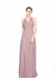 Sydney Ruffled Halter V-Neck Long Tulle Bridesmaid Dress with Pleats