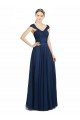 Ruched Sweetheart Long A-Line Tulle Bridesmaid Dress with Wide Straps and Tie Back