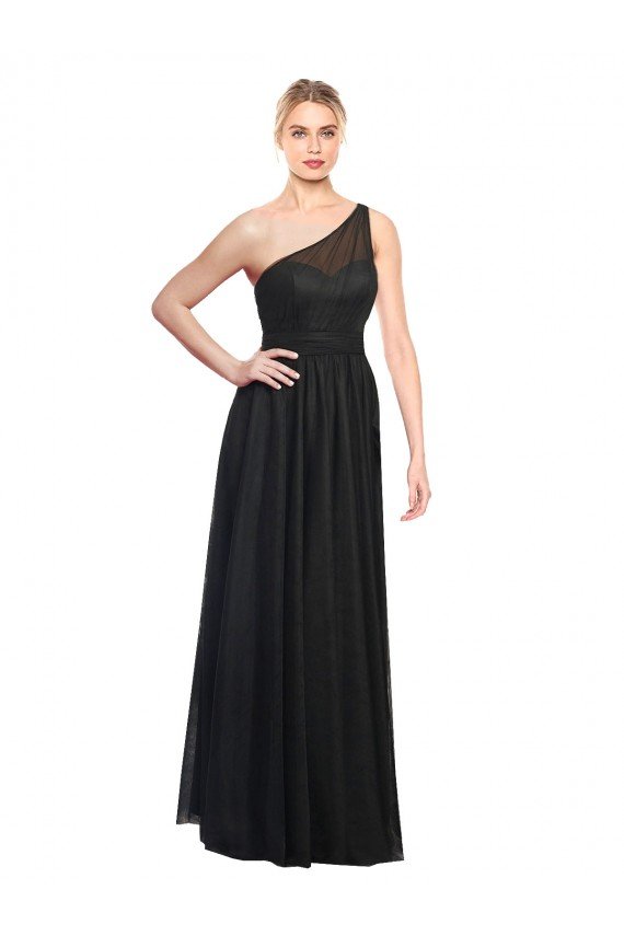 Sydney Ruched One Shoulder Tulle A-Line Bridesmaid Dress