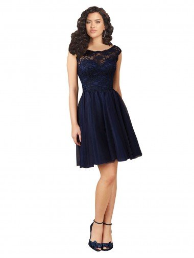 Shop Short Bateau Neck Tulle Cocktail Bridesmaid Dress with Lace Bodice Sydney