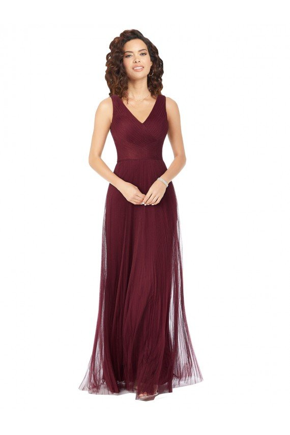 Sydney Long A-Line V-Neck Tulle Bridesmaid Dress