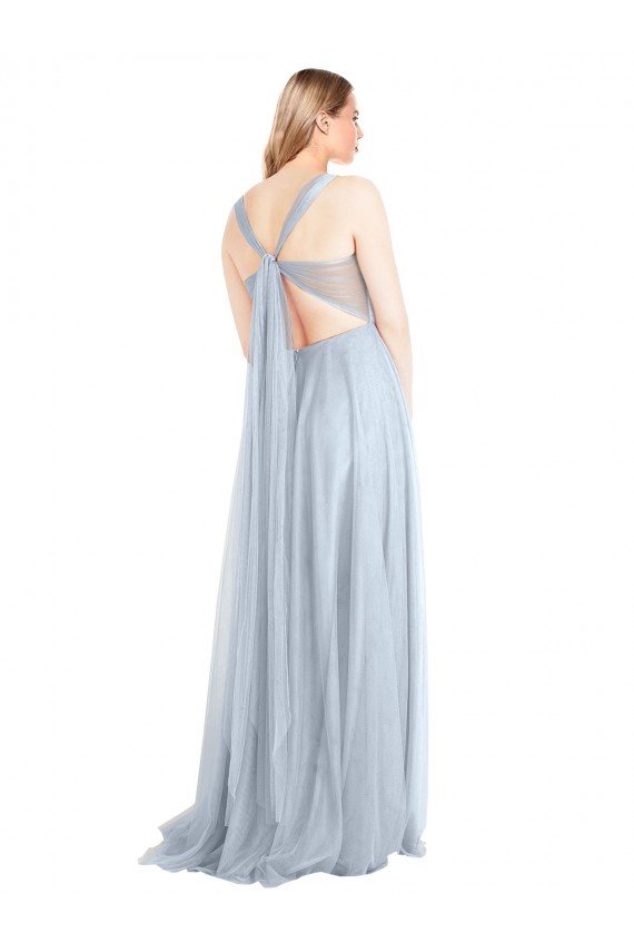 Sydney Sweetheart Spaghetti Straps Long Tulle Bridesmaid Dress with Criss Cross Back