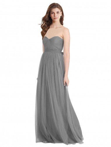 Shop Shirred Strapless Bodice Long Tulle Bridesmaid Dress with Sweetheart Neckline Sydney