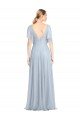 Sydney Floor Length Flutter Sleeves Long Tulle Bridesmaid Dress with Side Slit