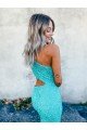 Sydney Mermaid One Shoulder Sleeveless Long Sweep Train Velvet Sequin Prom Dress