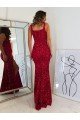 Sydney Square Neck Sleeveless Long Velvet Sequin Prom Dress with Slit