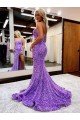 Sydney A-Line Sweetheart Sleeveless Long Velvet Sequin Prom Dress with Slit