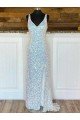 Sydney V-Neck Sleeveless Long Sweep Train Velvet Sequin Prom Dress