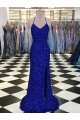Sydney V-Neck Sleeveless Long Velvet Sequin Prom Dress